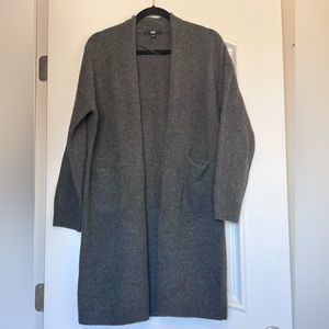 Wool knit long cardigan
